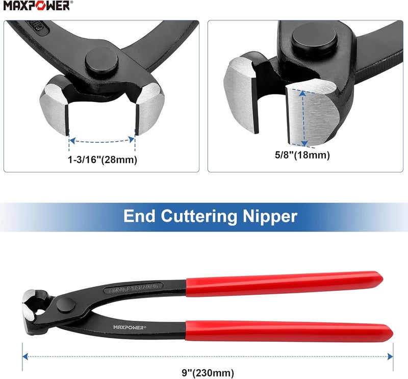 Max Power 3PCS Nail Puller Set, 9 inch End Cutting Nippers, 7 inch End Cutting Pliers, 8 inch Carpenter's Pincers - Image 2